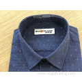 Navy blue print male stand-up collar shirt